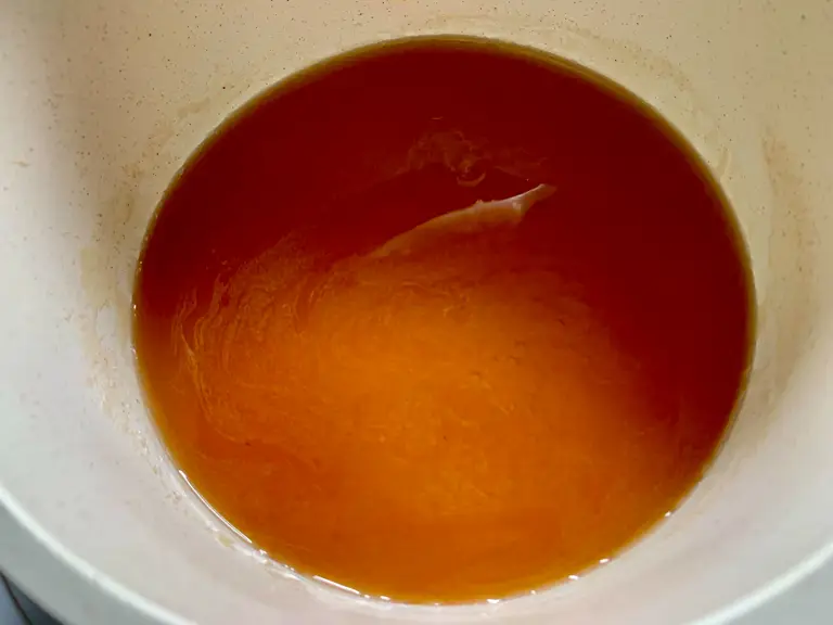 Finished pad Thai sauce in pot.