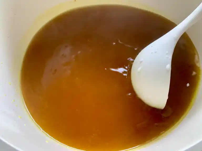 Cornstarch stirred into soup broth.